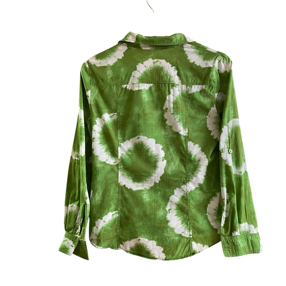 Michael Kors Green Tie Dye Button Down Shirt Lightweight Casual Resort Top S * - Picture 4 of 11